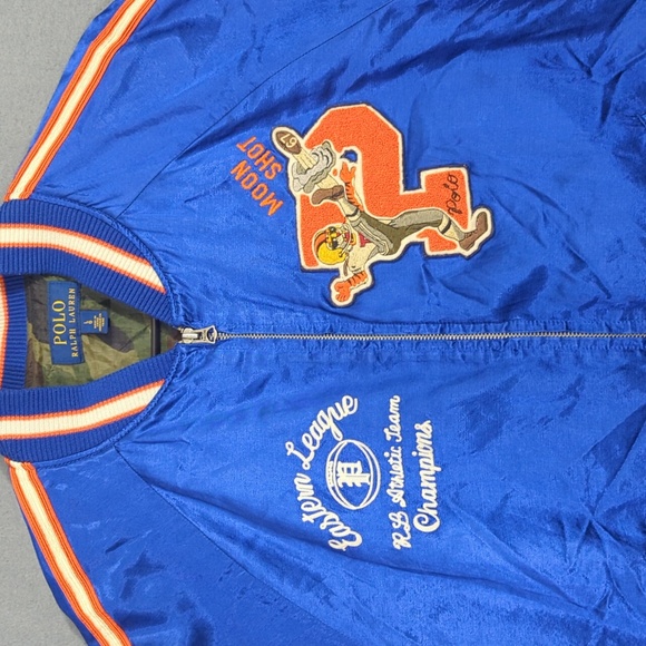 Polo Ralph Lauren Jacket Men's L Blue Satin Ralph's Tigers Varsity Letterman P - Picture 2 of 15